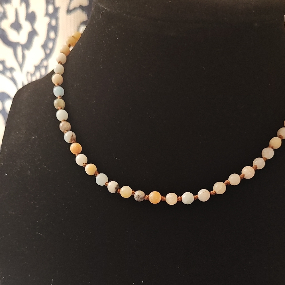 Multicolor Matte Stone Beaded Necklace - Neutral Pastel Mix